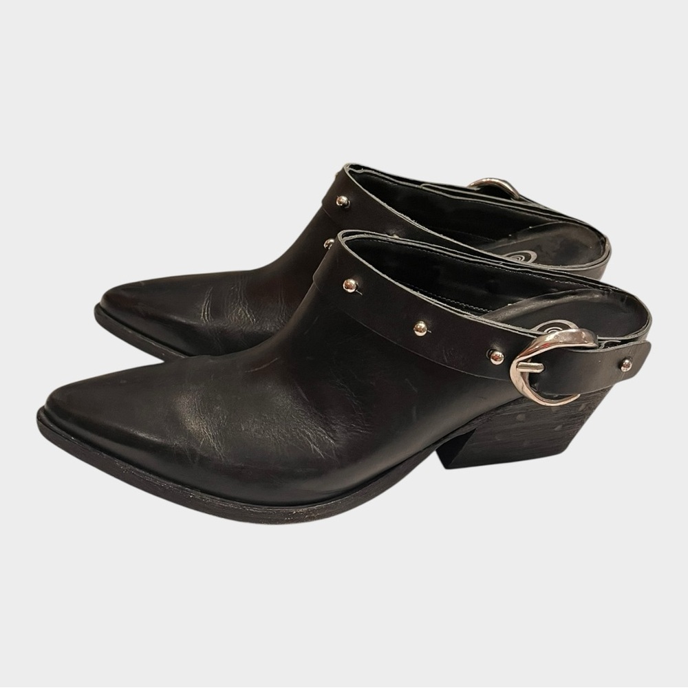 GOLO Woody Noir black leather western mule booties women’s size 9 made in Brazil - Picture 2 of 12